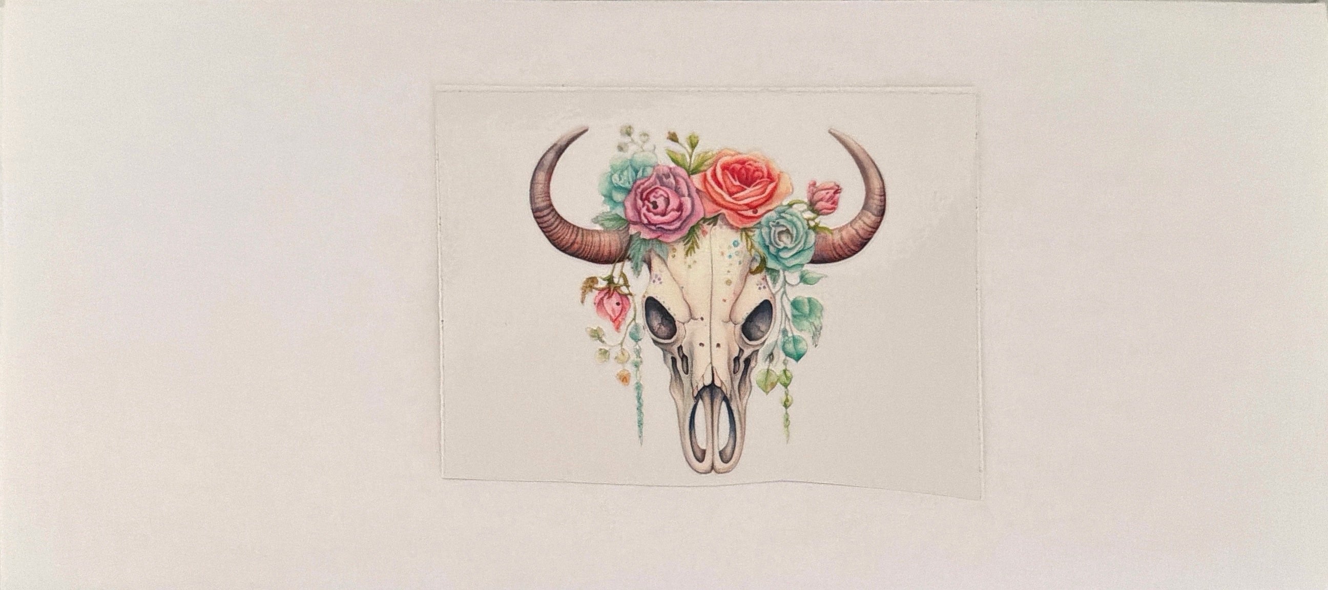 pastel color bull skull and flowers