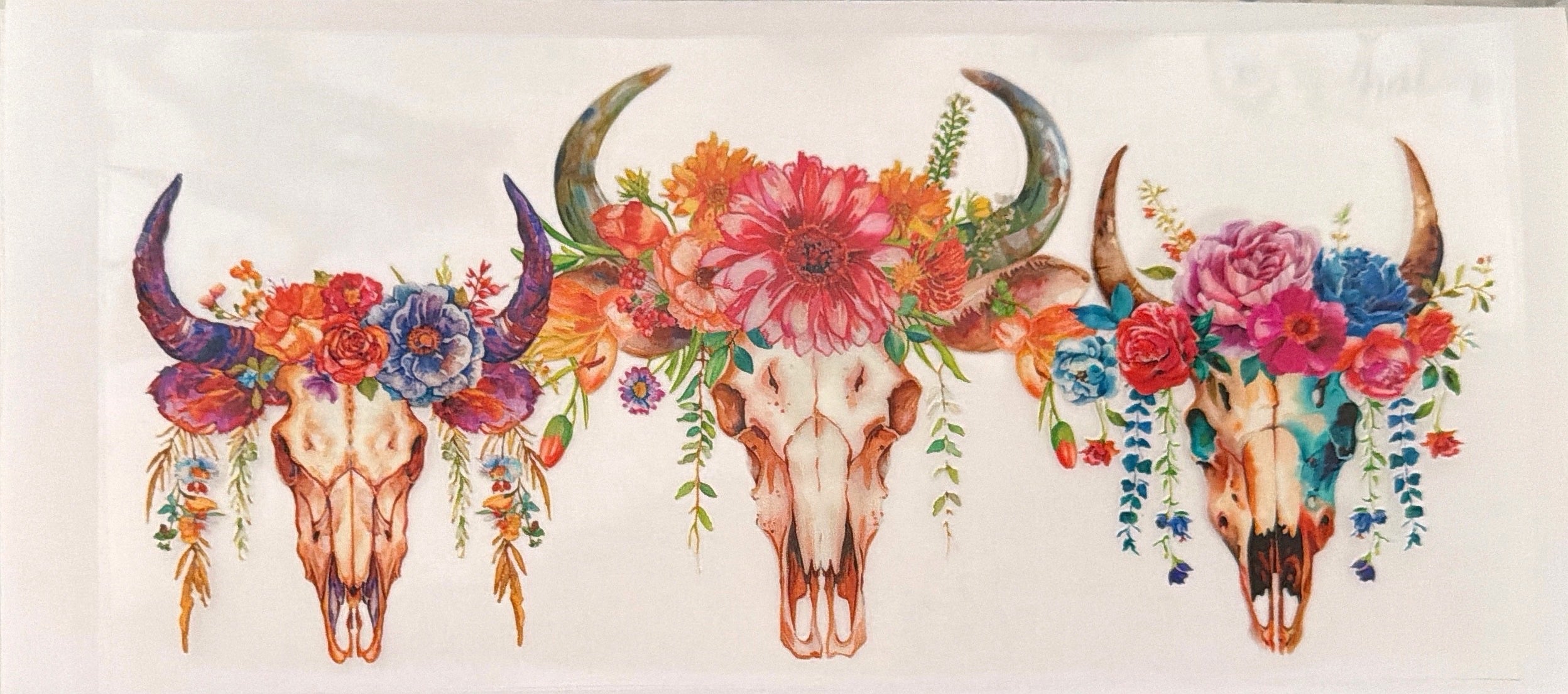 Colorful bull skull cup wrap
