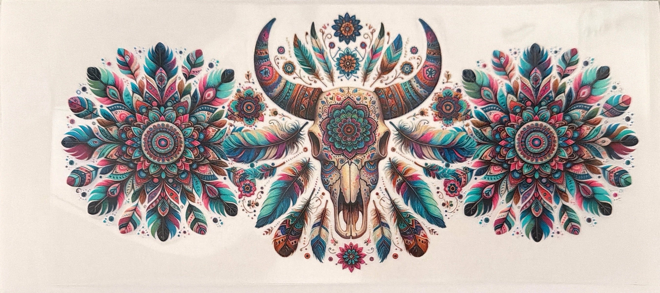 Bright color bull skull cup wrap
