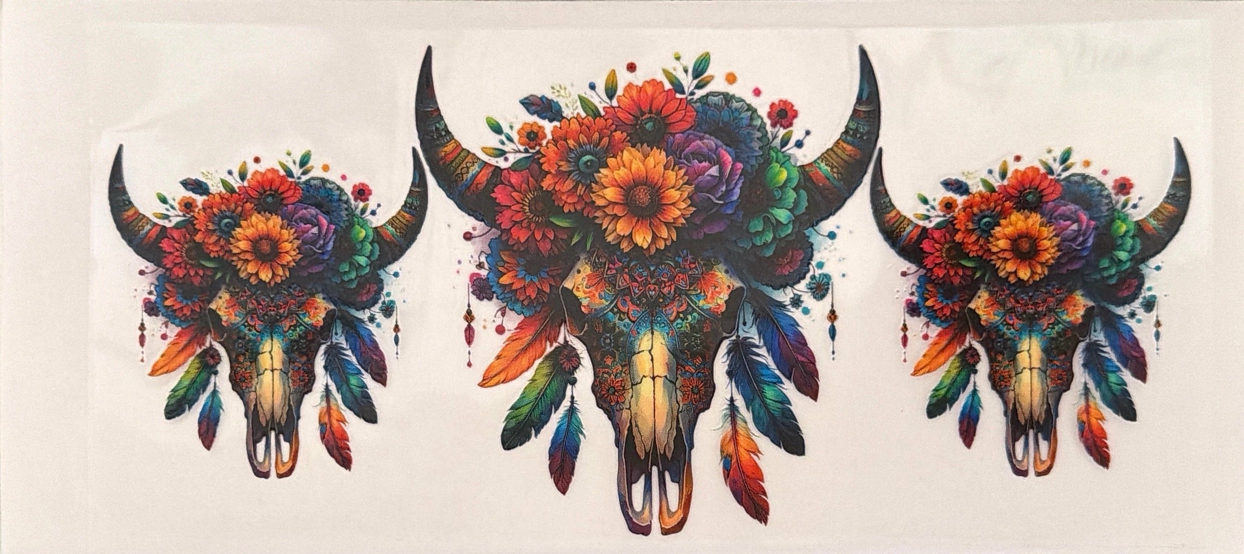 Colorful bull skull cup wrap