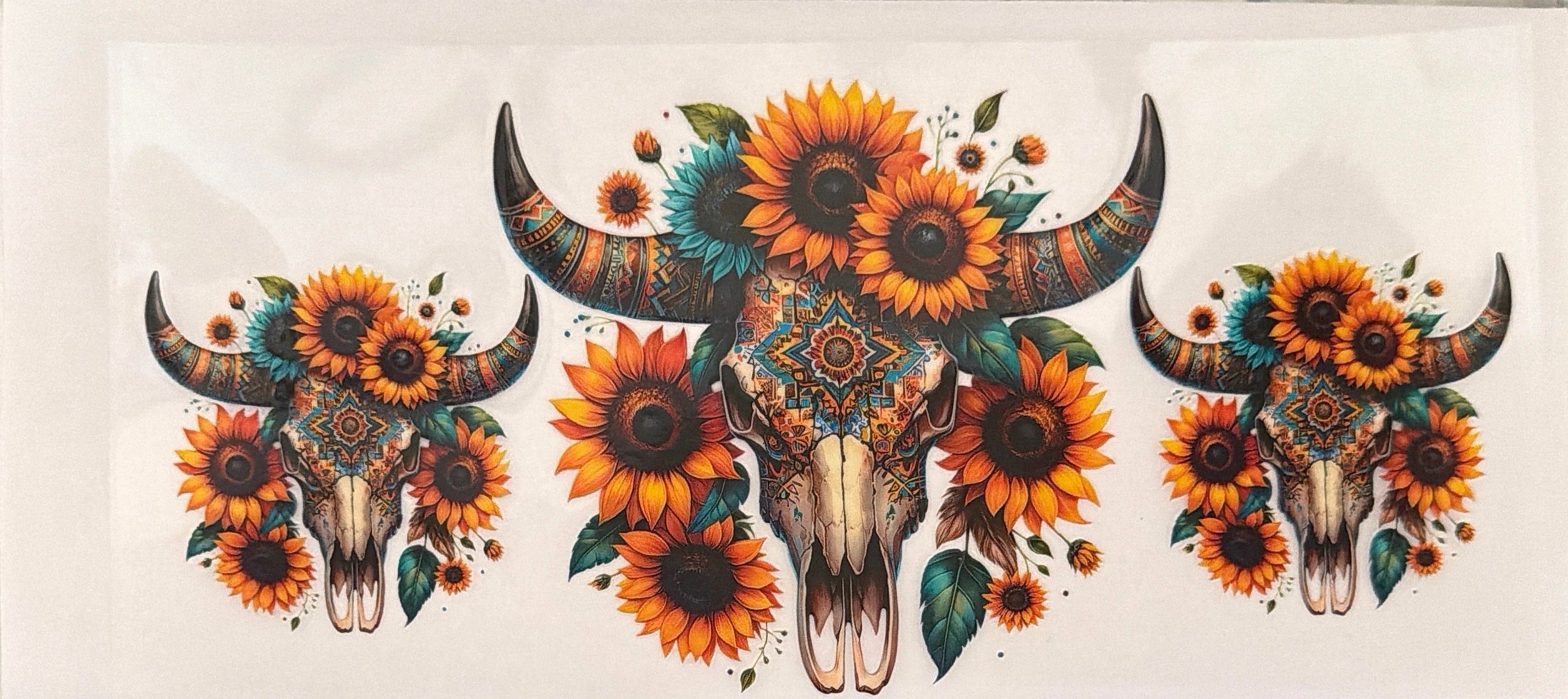 Sunflowers and bull skull cup wrap