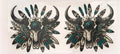 Green color bull skull cup wrap