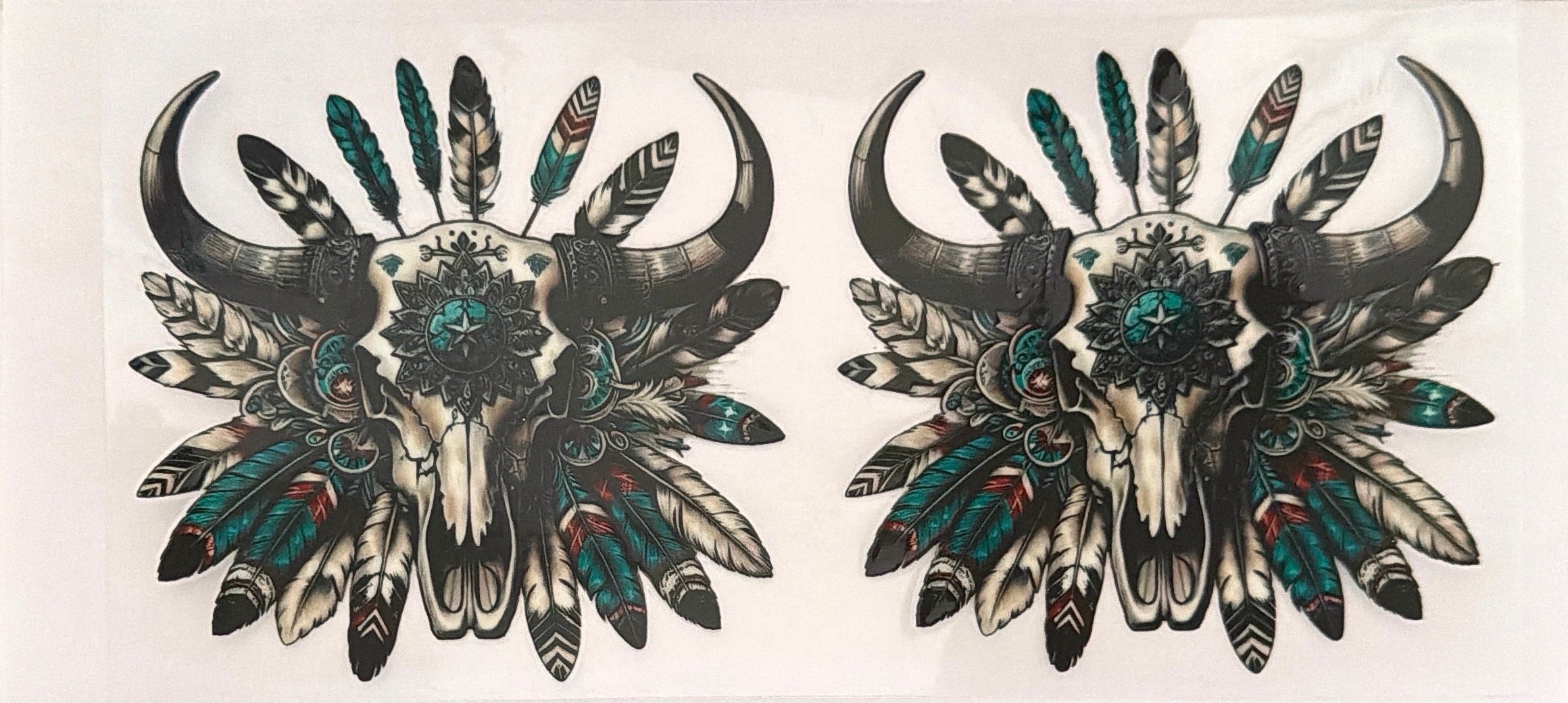 Green color bull skull cup wrap