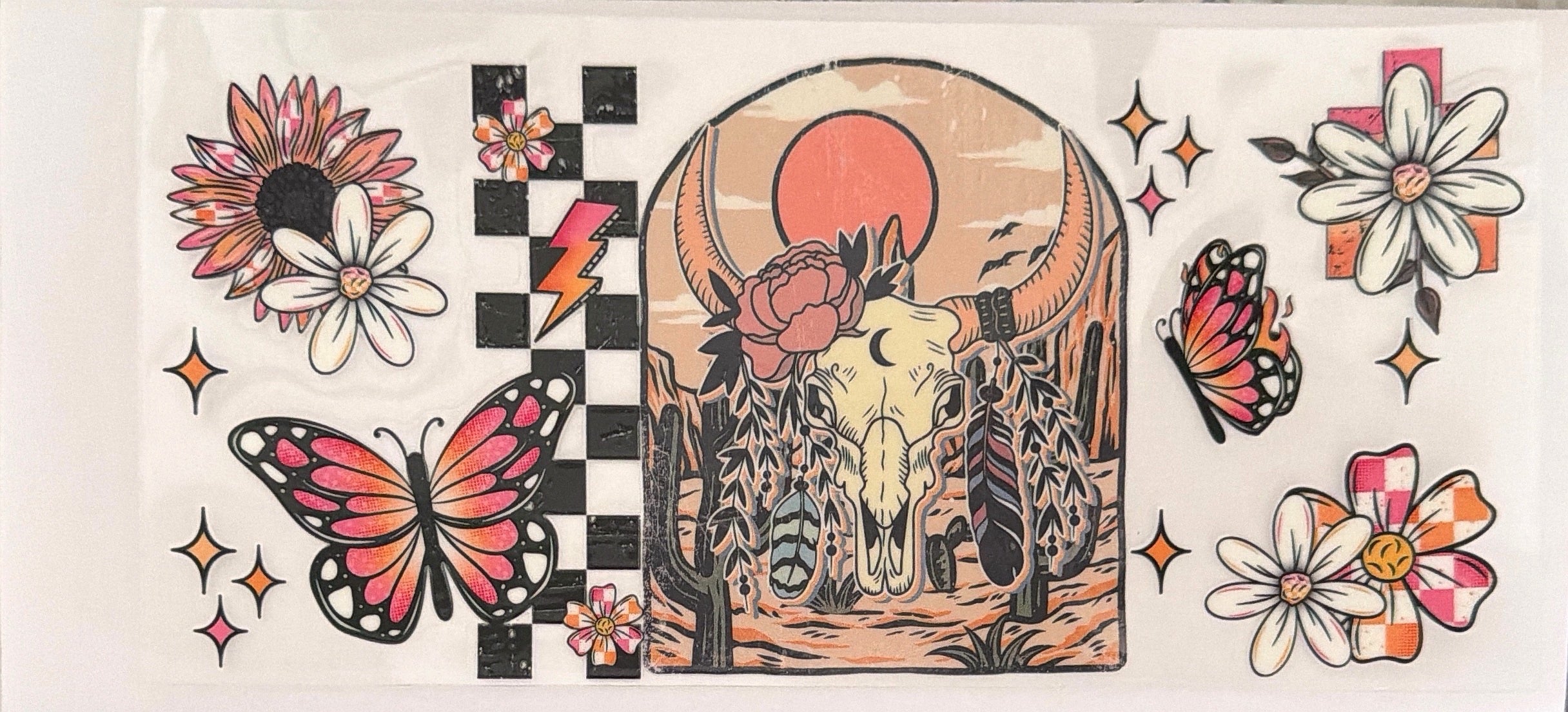 Butterflies and bull skull cup wrap