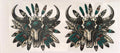 Black and teal bull skull cup wrap