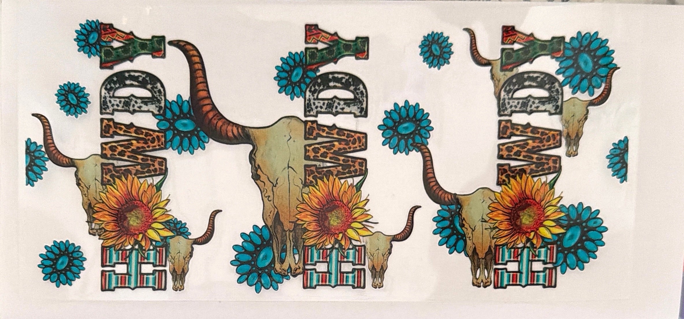 Howdy sunflower bull skull cup wrap